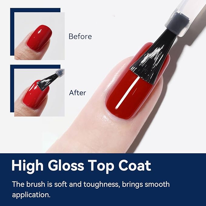 JODSONE 16.5ml Gel Top Coat No Wipe Clear Glossy Shine Finish Long Lasting No Soak Off Nail and Need U V Lamp Cured for Salon DIY Nail Art Design