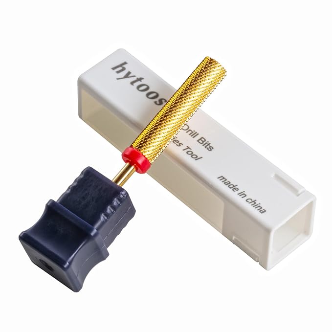 Super Long Nail Drill Bits, 24mm Gold Flat Top Barrel Carbide Nail Bit, 3/32" Two-way Rotate Drill Bits for Nails, Electric Drill Accessories, Remove Acrylic Nail Art Gel, F