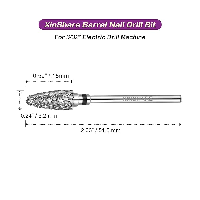 Nail Drill Bits 3/32" Carbide Professional Safety Tungsten Nail File Cone Drill Bit for Acrylic Nail Gel Cuticle cleaner Manicure Pedicure Nail Polishing, Beginner Salon, Extra Coarse