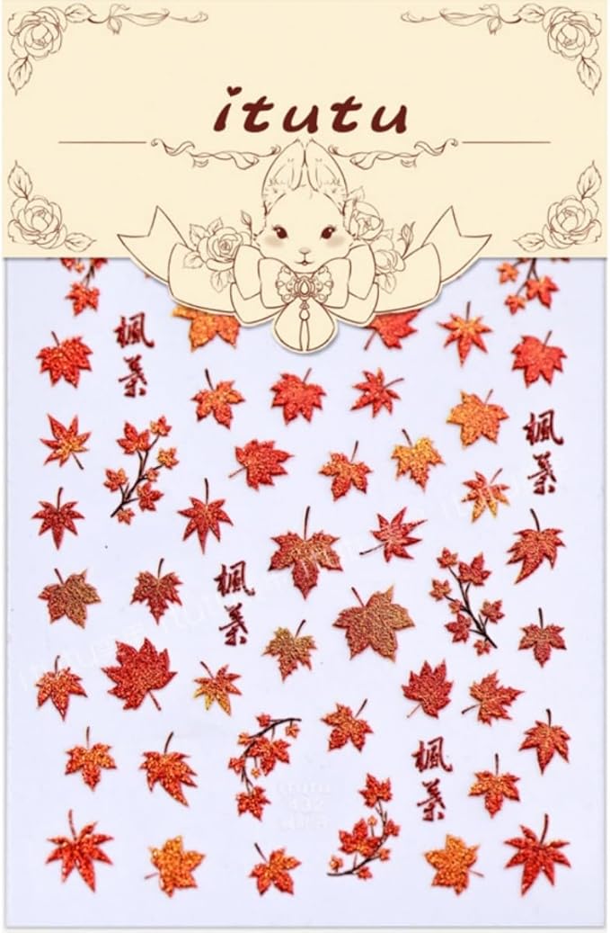 5D Embossed Fall Nail Sticker Maple Leaves Nail Art Sticker Self Adhesive Nail Decals Thanksgiving Nail Art for Women Girls Manicure Supplies Nails Art Decorations