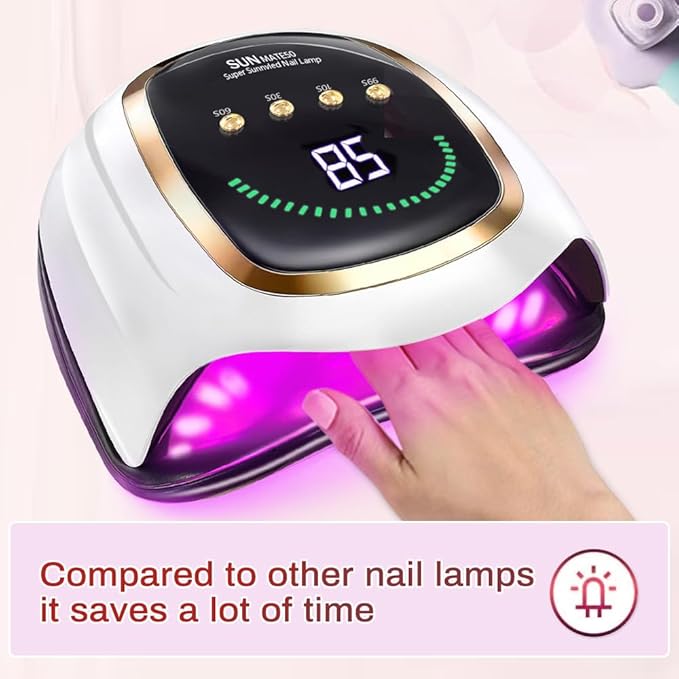 Upgraded red Light Treatment Gel Nail Light 72 LED Nail Light, 4 Timer Settings, one Button Start and Breathing Light Design, Hand and Foot use, Suitable for Fast Curing Anti Blackhand, Large LCD