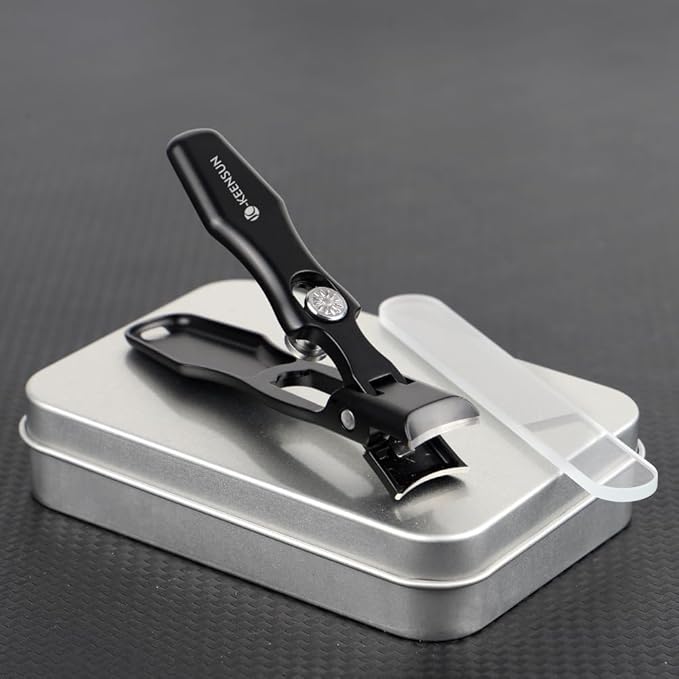 KEENSUN Nail Clippers, 16mm Wide Jaw Opening Ultra Sharp Nail Clippers for Cutting Thick Nails Extra Large Toenail & Fingernails Clippers with Safety Lock and Nail File for eniors, Men, Adult (Black)