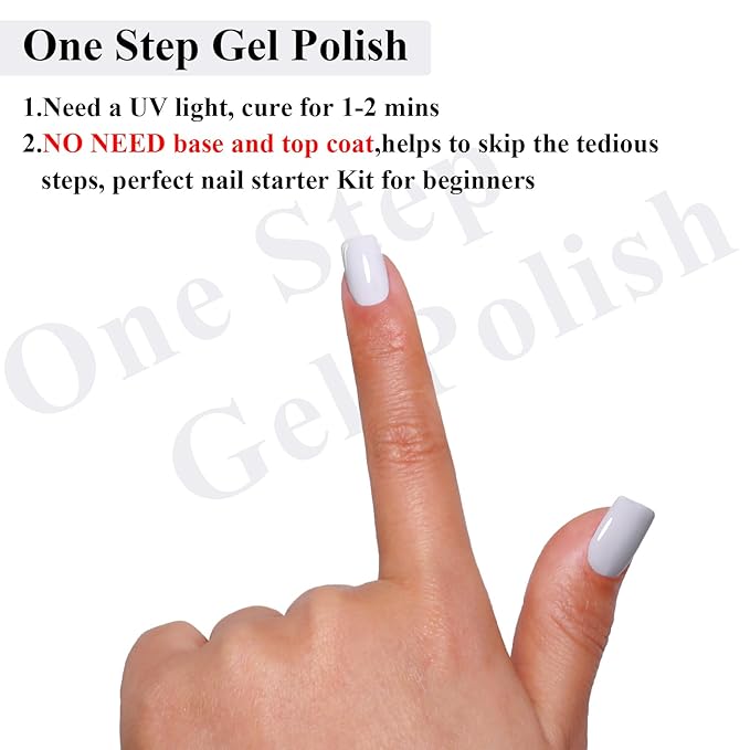Imtiti Grey Gel Polish, Light Grey Gel Polish 3 in 1 One Step Gel Polish Kit, Soak Off LED U V Gel Polish Nail Art Starter Manicure Salon for Women Girls 0.3 Fl Oz
