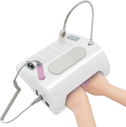 5 in 1 Nail Dust Collector, 40W Professional 30000rpm Electric Multifunction Nail Art Machine, UV LED Nail Lamp for Nails Manicure, with LED Lamp in Salon & Home