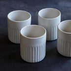 Goodies White Ribbed Water Cups, Handmade Ceramic, Dishwasher Safe, Microwave - Image 8