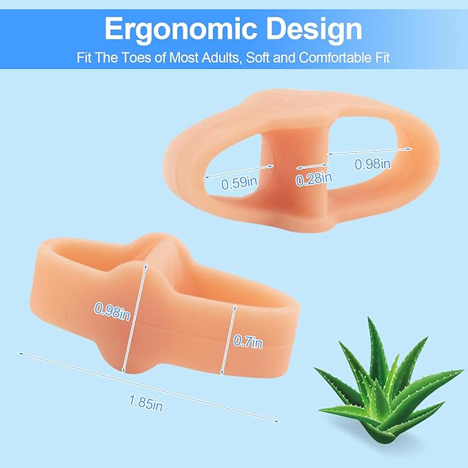 12 Pack Toe Separators Bunion Corrector, Big Toe Spacers for Bunions, Hammer Toes, Calluses, Blisters and Relieve Foot Pain (Beige)