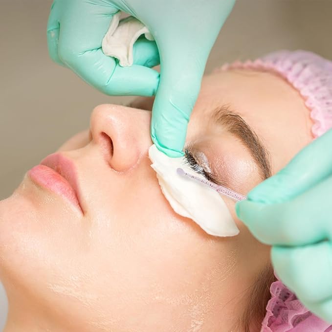 (400+300 Pieces) Pink Crystal Handle - 400 Cotton Swabs + 300 Brushes for Lash Extensions, Makeup (Simple Packaging)-(Crystal Pink)