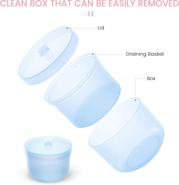 Nail Art Tools Cleaner Storage Box Nail Drill Bits Clipper Cutter Alcohol Soaking Cleaner Tweezers Accessories Clean Nail Tools (Blue)