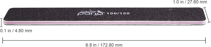 10PCS Jumbo Size PANA Professional Double Sided Nail Files - Black, 100/180 Grit - Emery Board Nail Buffering File Manicure Pedicure Nail Polisher Washable