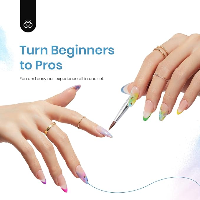 Beetles Christmas Gel Nail Polish with Blooming Gel, 5 Colors Neon Pink Green Blue Purple Yellow Nail Polish Clear Blooming Polish for Spreading Effect with 2 Nail Art Brushes Nail Art Set for Women