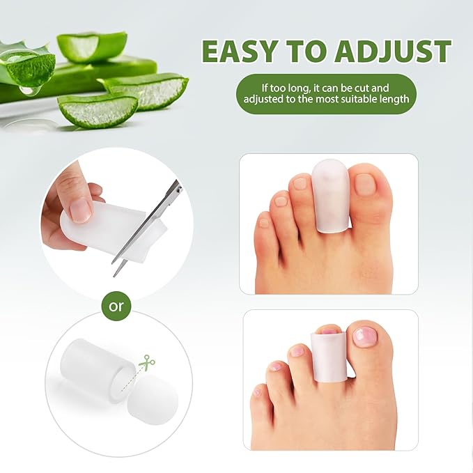 Gel Pinky Toe Sleeves Toe Protectors - Bukihome 8 Pack Silicone Toe Caps with Aloe Vera Extract - Toe Protections Cushions for Women & Men - Protect Corns, Blister