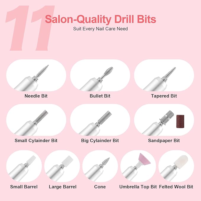 Electric 45000RPM Nail Drill Machine Rechargeable Portable Nail File Electric DIY Nail Drill Kit with Smart LCD Screen for Gel Nail Manicure and Pedicure Reflective Body etc (Gradient)