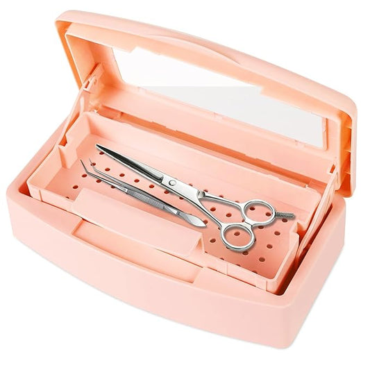 Gusnilo Sterilizer Box Nail Tool Barbicide Disinfectant Jar Plastic Disinfectant Container Suitable for Nail Tools Hair Salons Beauty Centers and Manicure and Nail Equipment(Orange)