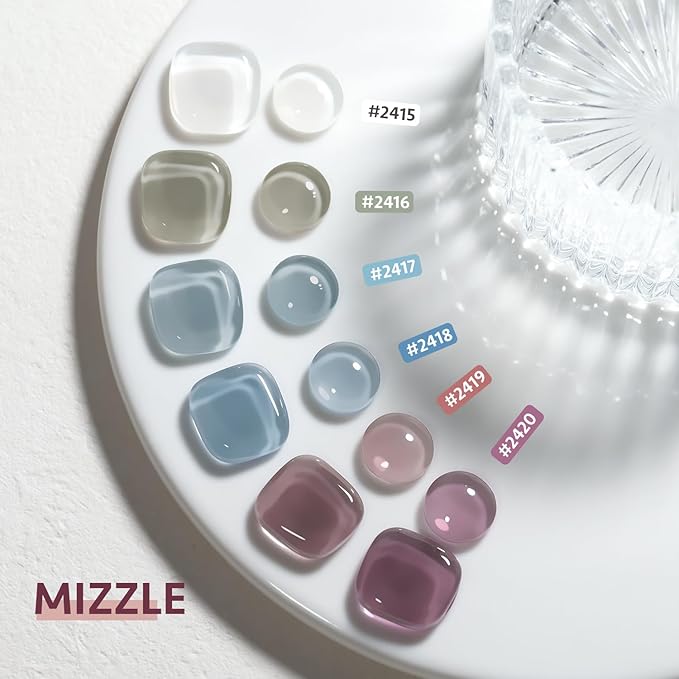 GAOY Mizzle Gel Nail Polish, Jelly Milky White Blue Gray Purple, Sheer Gel Polish Kit for Salon Manicure and Nail Art DIY at Home