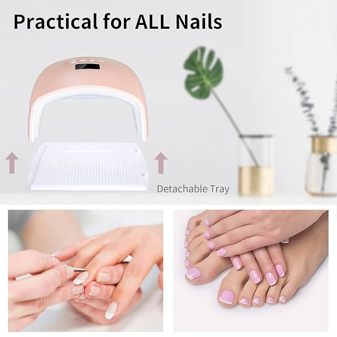 48W Rechargeable UV LED Nail Lamp,Cordless Professional Gel Nail Lights Nail Art Manicure Tools for Home and Salon (Pink)
