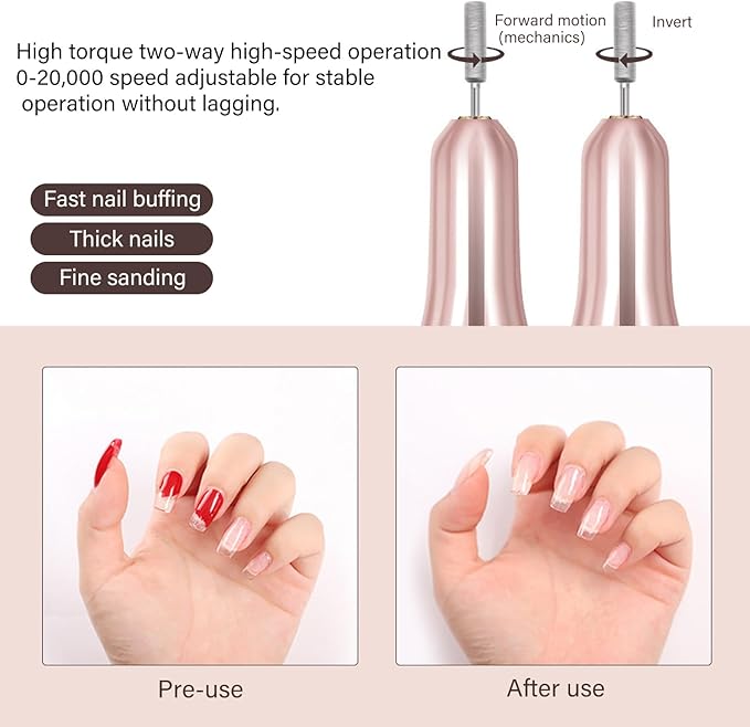 Electric Nail Drill Nail File for Acrylic Nail Gel Nail Manicure Pedicure Tools Nail Supplies for Home Salon