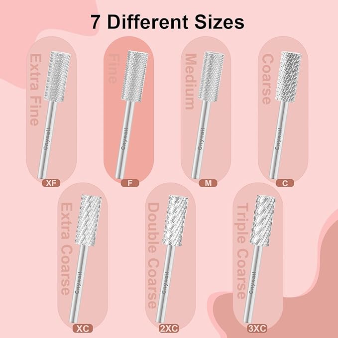 3/32" 5.35MM Small Barrel Flat Top Bit Tungsten Carbide Nail Drill Bit Safety Bit for Gel & Acrylic Removal, 2-Way Rotating Efile Tip, Salon Electric File Accessory (F Grit, Silver)