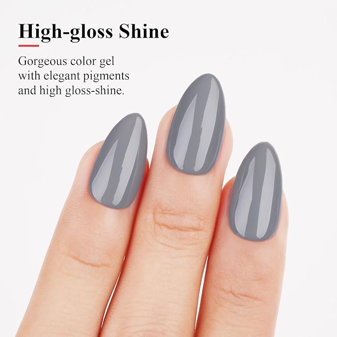 Imtiti Medium Grey Gel Polish, 0.5 Fl Oz, Soak Off LED UV Nail Gel Kit for Autumn Winter DIY Nail Art Manicure Salon