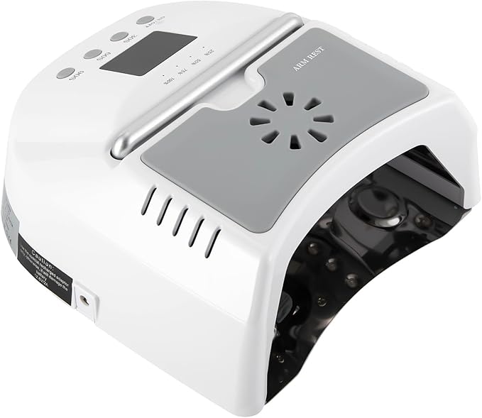 3 Timers Cordless Nail Lamp with Cooling Fan & Portable Handle LCD Display Professional Quick Dry Gel Polish Curing Lamp 72W Rechargeable Light Cures All Gels 24 Beads for Salon, Home (White)