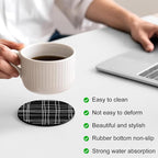 Simple Grid Coasters Set of 4, Absorbent Coasters - Image 4