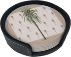 6 Pcs Tropical Plants in Summer Beach Palm Tree Leather Coasters - Image 2
