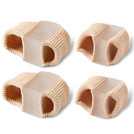Toe Separator Sleeves, 2 Pairs Soft Breathable Big Toe Corrector with Gel Toe Spacer Cushion, Hammer Toe Overlapping Toes Straightener Sleeves for Big Toe Alignment Bunion Foot Pain Relief (S)