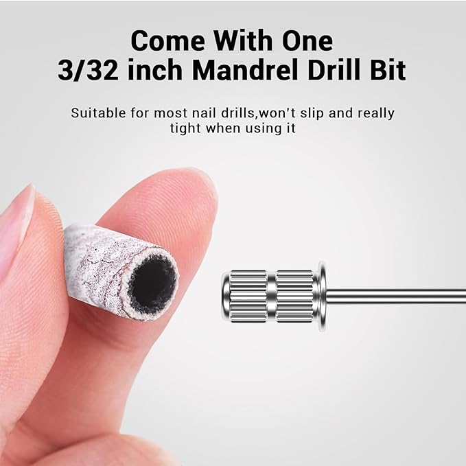 MelodySusie 100 Pcs Nail Drill Bits Sanding Bands for Nail Drill 180 Fine Grit Nail File Sanding Bands for Acrylic Nails Gel Manicures and Pedicure