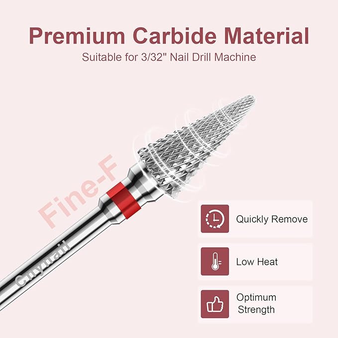 3/32" 2PCS Clean Umberllas Bits Fine Grit Carbide Cuticle Cleaner Bit for Electric Nail Drills – Professional Manicure Tool for Nail Salons and Home Use (F Grit. Silver)
