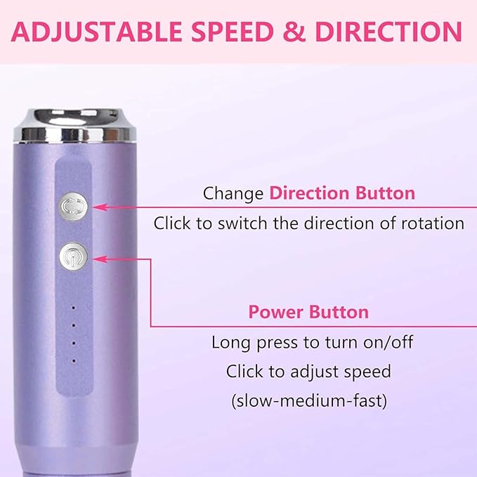 Nail Drill and Dremel - 14-in-1 Portable USB-Powered Nail Care Set with 20000RPM Speed for Gel, Dip Powder, Manicure, Pedicure, Shaping & Polishing, in Elegant (Violet)