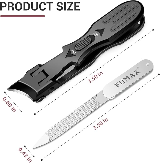 Ingrown Toenail Clippers - Eagle Beak Nail Clippers for Thick Toenails, Wide Jaw Opening Slanted Toe Nail Clippers for Seniors Men Women, Long Handle, Anti Splash, Black