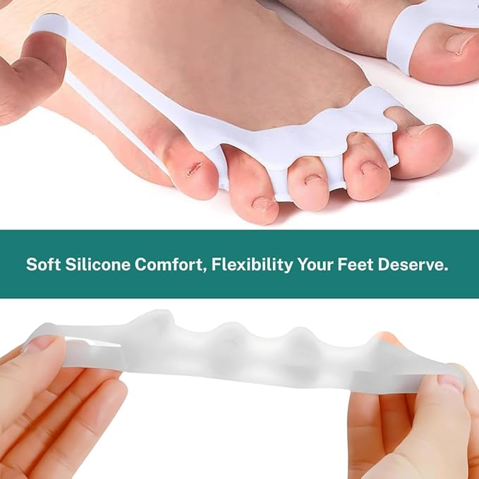 6 Pcs Silicone Toe Separators & Toe Spacers for Men & Women Gel Toe Separators for Overlapping Toes Bunions & Bent Toes Toe Spreader & Toe Stretcher for Alignment, Pain Relief Balance & Relaxation