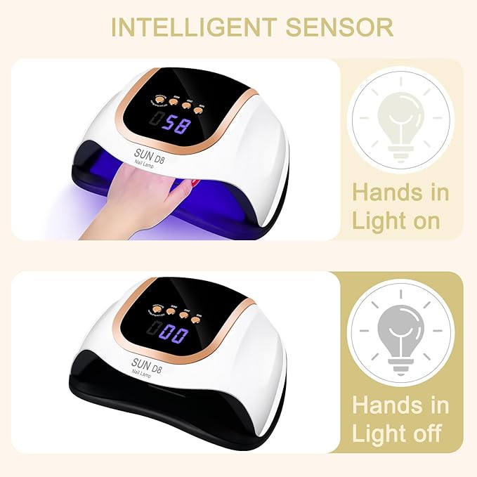Wisdompark 268W UV LED Nail Lamp, Nail Dryer for Gel Polish, 4 Timers Curing Lamp Professional Nail Light, 66Pcs Uv Beads and Automatic Sensor (Gold)