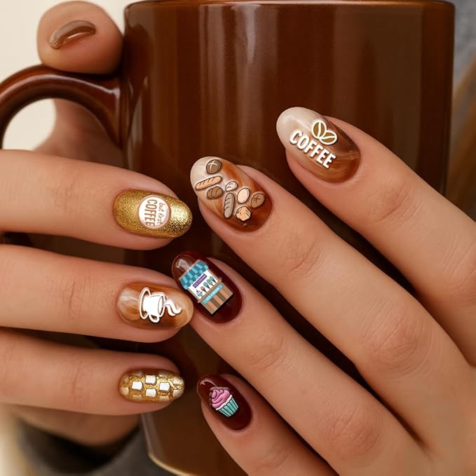 PH PandaHall 3pcs Coffee Theme Nail Stamping Plates Bakery Dessert Nail Art Stencils Coffee Beans Nails Stamper Stainless Steel Nails Image Plates for Women Manicures Salon Print Design Supplies