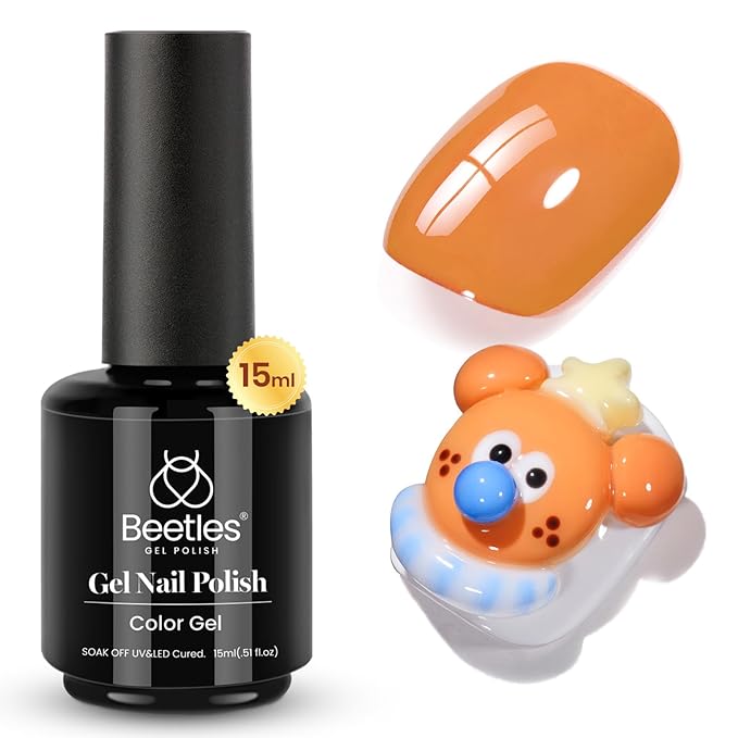 Beetles Burnt Orange Gel Nail Polish, 15Ml Light Persimmon Polish Orange Nail Polish Gel Tropical Soak Off Uv Led Nail Lamp Manicure Salon Diy at home Gift for Women