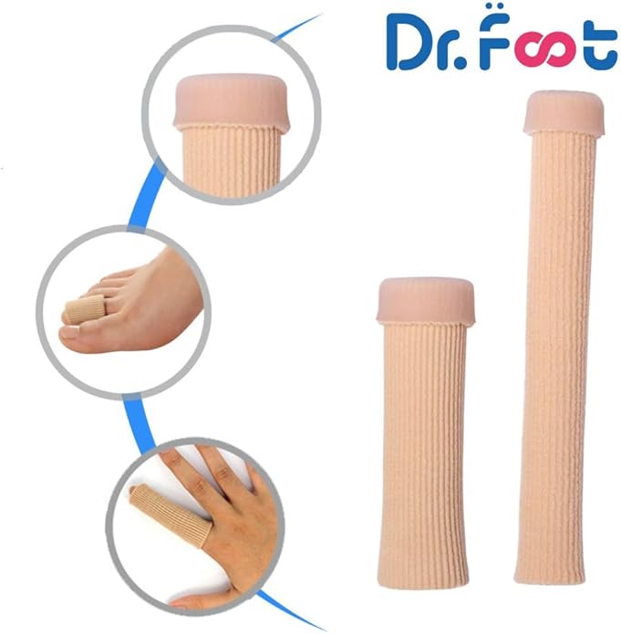 Dr. Foot's Toe Tubes-3 Pcs-Fabric Sleeve Protectors with Gel Lining Pad The Toes to Prevent Corn, Callus & Blister-Bunions Sore Corns Hammertoes Gel Toe Separators Protector