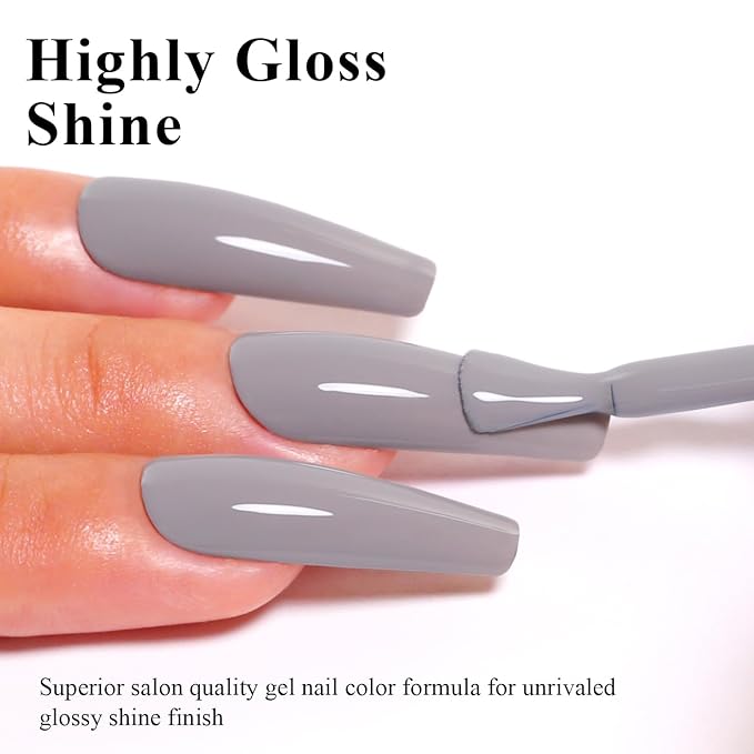 Imtiti Nude Gel Nail Polish, 15ML Grey Gel Polish Autumn Winter Gel Nail Polish Soak Off LED UV Nail Gel Polish DIY Nail Art Starter Manicure Salon Gel Nail Kit