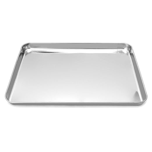 QWORK Stainless Steel Surgical Tray, for Medical Instruments, Tattoo, Surgical Supplies, 15 3/4"×11-13/16"×15/16", Flat Bottom Tray