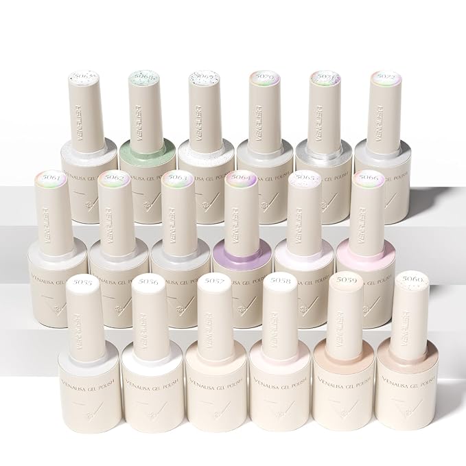 VENALISA V4 Gel Nail Polish Kit of 22 Pcs With Color Display Card Pink Nude White Glitter Cat Eye Gel Polish Set Soak Off Salon Nail Art DIY at Home Manicure