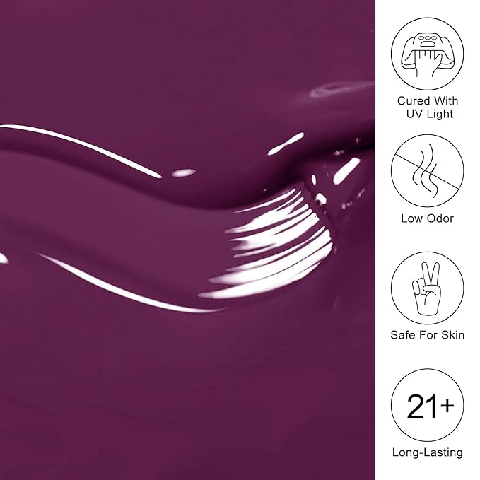 Imtiti Burgundy Gel Nail Polish, Burgundy Wine Gel Polish Autumn Winter Soak Off UV LED High Gloss Art Manicure Salon DIY Design 10ML