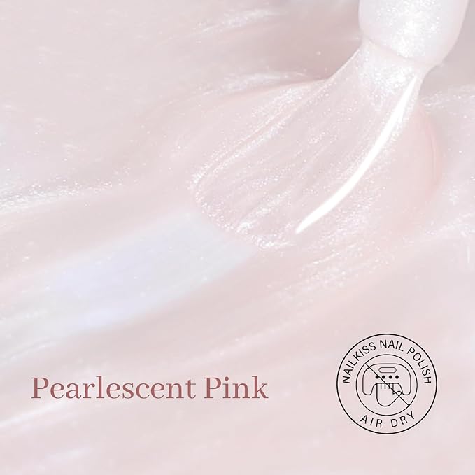 COSMOO Pearl Pink Nail Polish, 10ml Quick Dry Nail Lacquer, Super Lustrous Nail Enamel Polish, Shimmer Iridescent Ultrachrome Art Varnish, 0.34 fl oz (Pearl Pink)