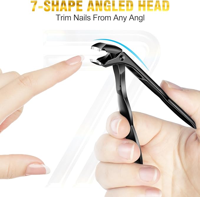 Stocking Stuffers for Men 2025 Toenail Clippers for Men Thick Toenails, Angled Head Toe Nail Clippers for Women, Sharp Heavy Duty Fingernail Clipper