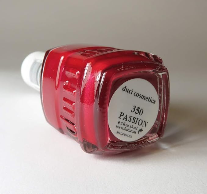 duri Nail Polish, 350 Passion, Deep Red Metallic Shimmer, Full Coverage, Quick Drying, Lasting, 0.45 Fl Oz