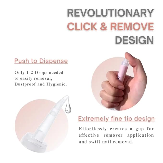 Nail Glue Remover Pen for Press On Nails, Portable Fast-Acting Jojoba Oil Formula, Acetone-Free, At-Home & Travel Care 2ml/0.11fl. oz. (1 Pcs Nail Glue Remover Pen)