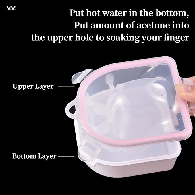 Nail Soaking Bowl Kit Soak Off Bowl Soak Off Gel Polish Dip Powder Remover Manicure Bowl with Nail File and Buffer Cuticle Peeler Scraper Cuticle Nippers Nail Brush Nail Art Tool