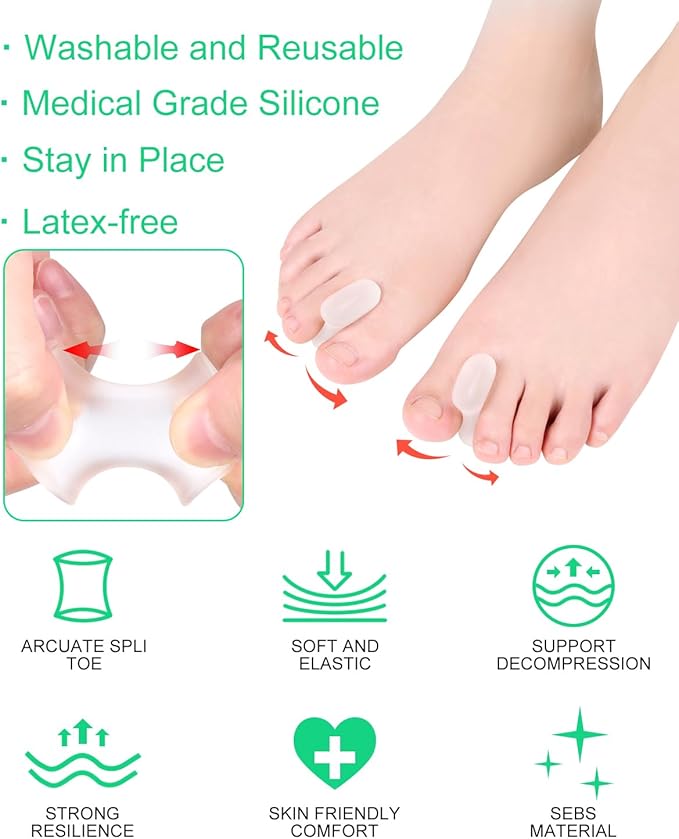 12 Pack Gel Toe Separators Silicone Toe Spacers for Women Men Bunion Corrector Toe Pain Relief, Toe Alignment, Soft Toe Spacer for Crooked Toes, Overlapping Toes, Hammertoe Correction (Small)