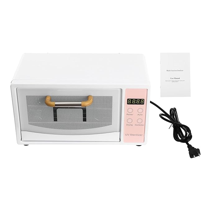 Nail Tool Cleaning Machine, 10L Multi-Functional Nail Cleaner Box with Adjustable Tiers & LED Display UV Light NailTools Cleaning Machine for Home Use, Barbers, Beauty Salons, and Spas (Pink)