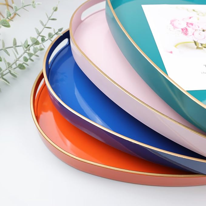 Gold Oval Decorative Tray with Handles, Versatile Serving Tray - Image 6