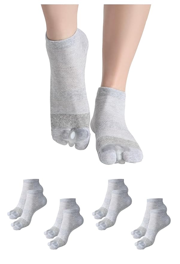 Happy Feet Alignment Socks, Adjustable Yoga Toe Separators For Men Women, Wearable On The Go, Gray M