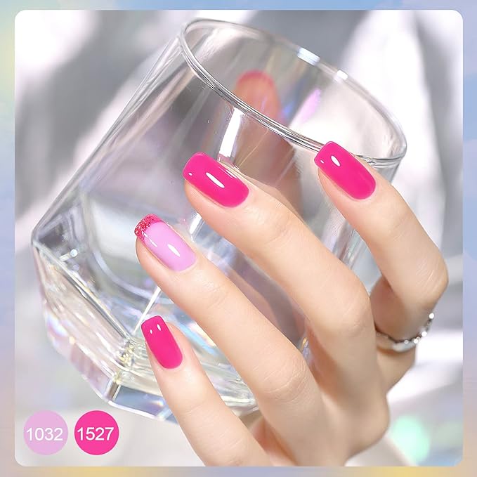 GAOY 42 Pcs Gel Nail Polish Kit, Pink White Red Jelly Nude Colors All Seasons Gel Nail Polish Set with Glossy & Matte Top Coat and Base Coat for Salon and DIY Manicure at Home