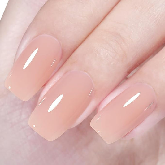 AILLSA Nude Gel Nail Polish Skin Kiss Jelly Gel Polish Neutral Sheer Skin Tones Translucent Gel Polish Long Lasting Light Tan Color Soak Off U V Gel for French Manicure Nail Art at Home 0.51 Oz